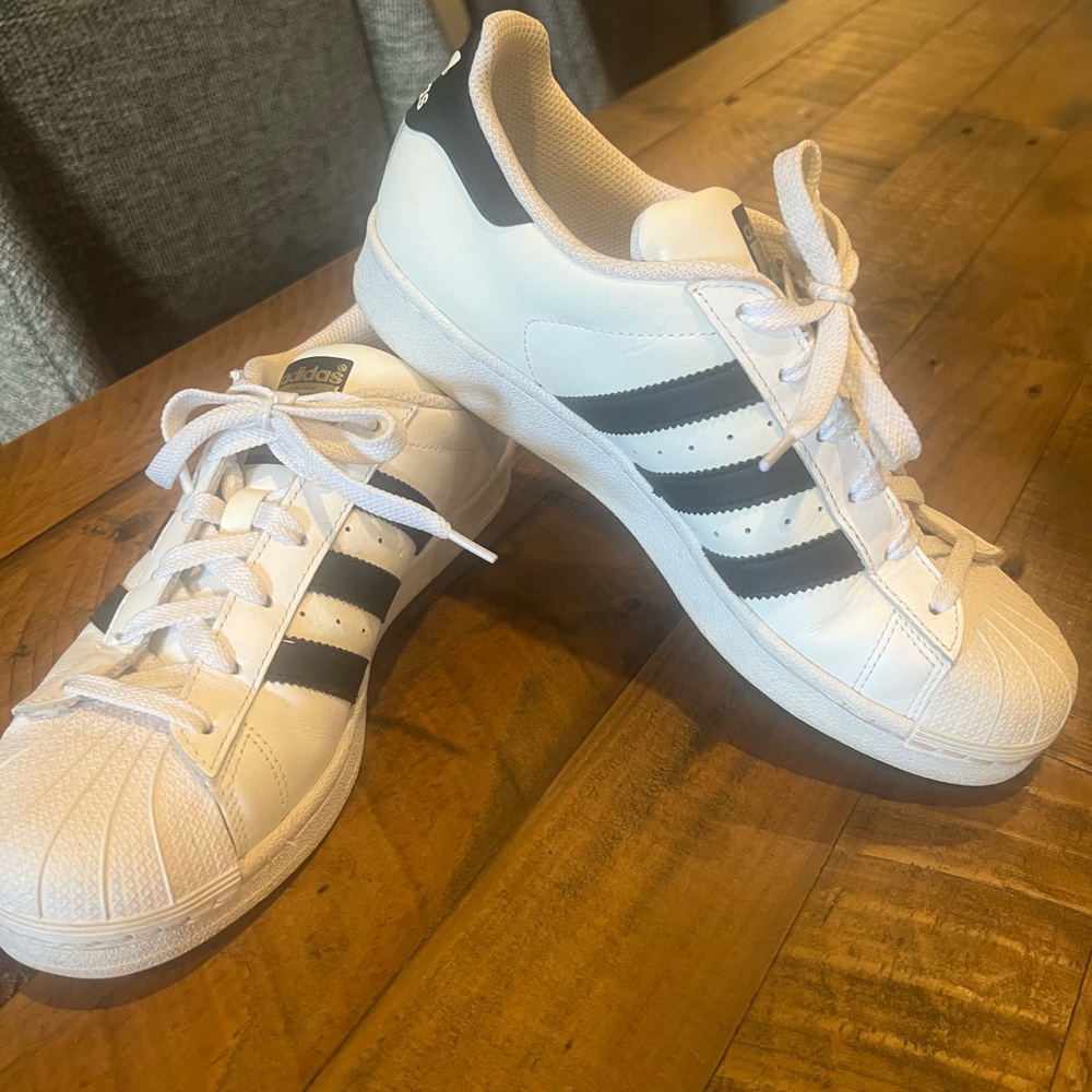 Adidas Classic White and Black Striped Sneakers
